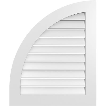 Ekena Millwork Quarter Round Top Left Surface Mount PVC Gable Vent w/ 3-1/2"W x 1"P Standard Frame, 28"W x 34"H GVPQL28X3401SF